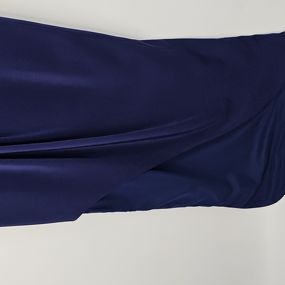 Kay Unger Elegant Navy Blue 3/4 Sleeve Formal Long Dress - Picture 12 of 14
